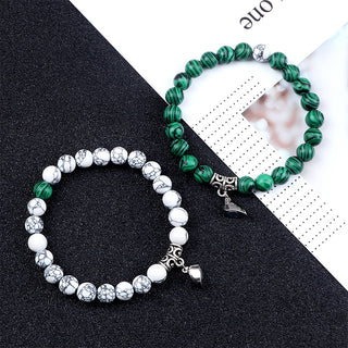 C5#Hot Sale 2Pcs/Set Beads Bracelet For Lovers Natural Stone Distance Heart Magnet Couple Bracelets