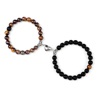 C5#Hot Sale 2Pcs/Set Beads Bracelet For Lovers Natural Stone Distance Heart Magnet Couple Bracelets