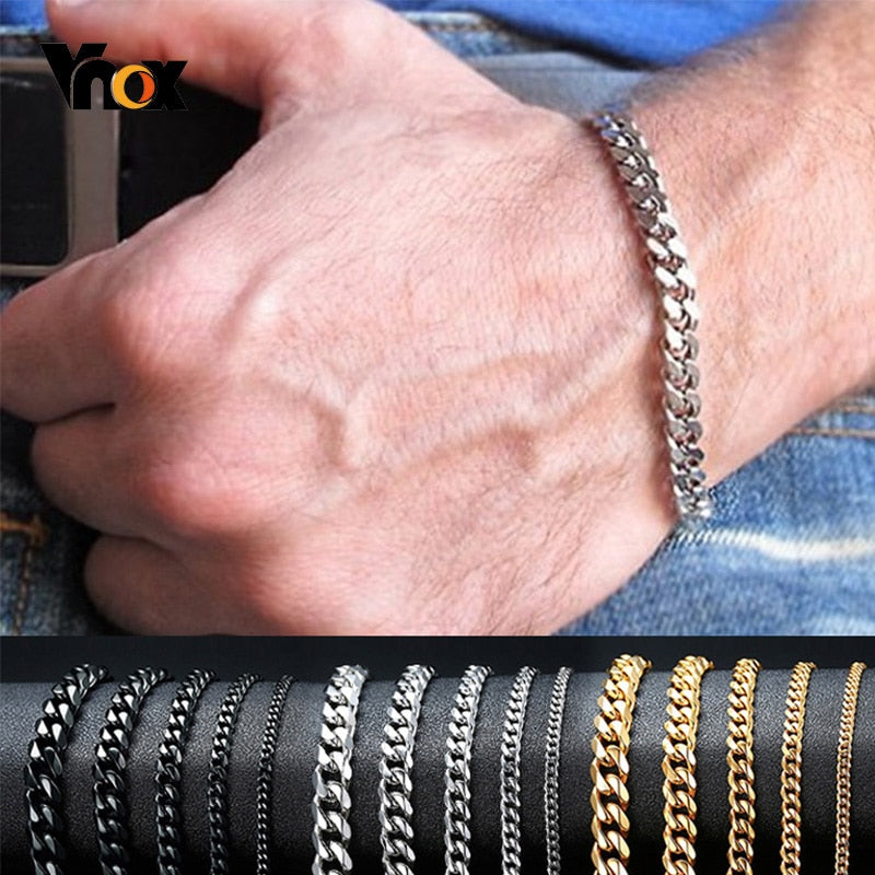 BM1#2022 Chain Bracelet for Men Stainless Steel Curban Link Chain Wristband Classic Male Jewelry