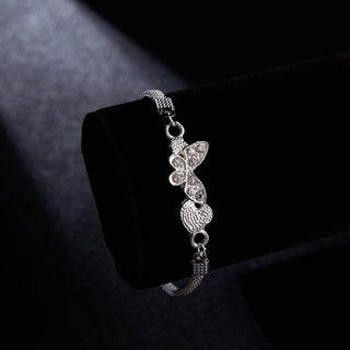 B4#2022 New Luxury Silver Plated Crystal Blue Evil Eye Bracelet  Heart Butterfly Charm Bracelet for Women Men Jewelry