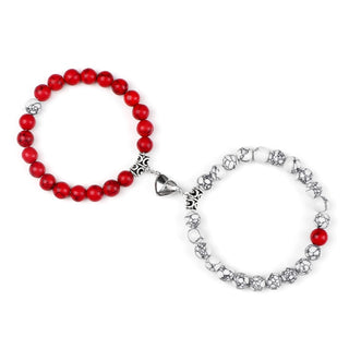 C5#Hot Sale 2Pcs/Set Beads Bracelet For Lovers Natural Stone Distance Heart Magnet Couple Bracelets