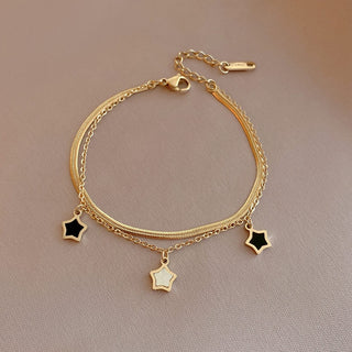 B3# 2022 New Stainless Steel Layered Golden Pendant Bracelet For Women Coin Cross Pearl Bracelet Jewelry