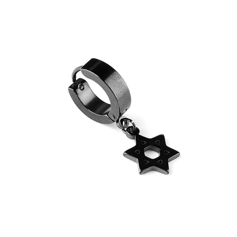 EM1#2022 1/2PC Men Punk Cross Stars Dangle Earrings Women Gothic Stainless Steel Cross Ear Stud Earrings Jewelry