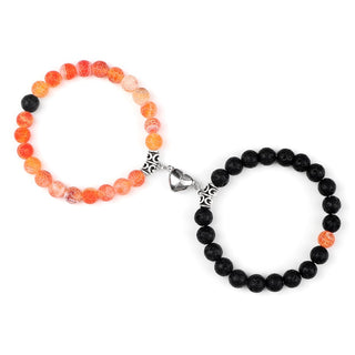 C5#Hot Sale 2Pcs/Set Beads Bracelet For Lovers Natural Stone Distance Heart Magnet Couple Bracelets