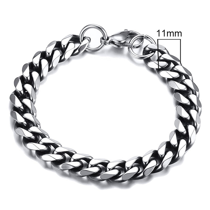 BM1#2022 Chain Bracelet for Men Stainless Steel Curban Link Chain Wristband Classic Male Jewelry