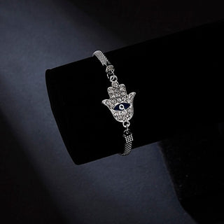 B4#2022 New Luxury Silver Plated Crystal Blue Evil Eye Bracelet  Heart Butterfly Charm Bracelet for Women Men Jewelry