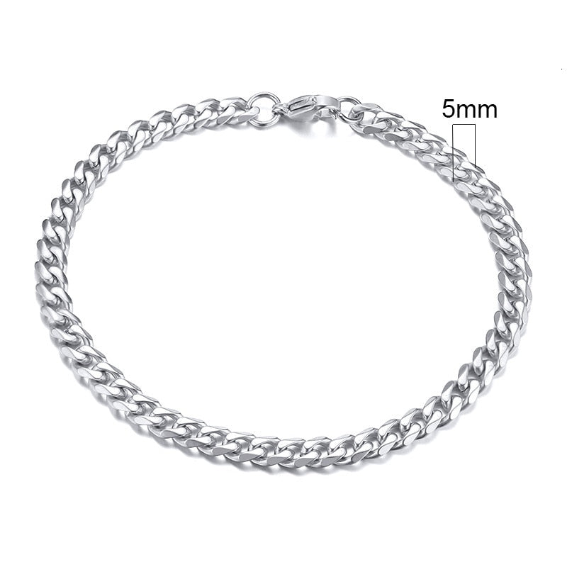 BM1#2022 Chain Bracelet for Men Stainless Steel Curban Link Chain Wristband Classic Male Jewelry