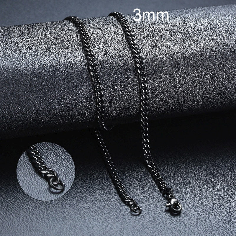 NM3#2022 New Fashion Necklace for Men Women, Basic Punk Stainless Steel Curb Link Chain Chokers,Vintage Gold Tone Solid Metal Collar