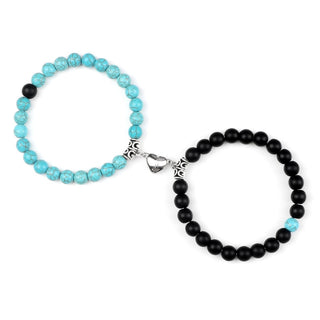 C5#Hot Sale 2Pcs/Set Beads Bracelet For Lovers Natural Stone Distance Heart Magnet Couple Bracelets