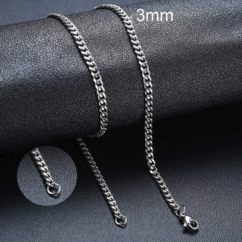 NM3#2022 New Fashion Necklace for Men Women, Basic Punk Stainless Steel Curb Link Chain Chokers,Vintage Gold Tone Solid Metal Collar