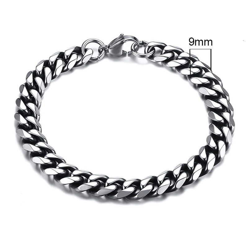 BM1#2022 Chain Bracelet for Men Stainless Steel Curban Link Chain Wristband Classic Male Jewelry