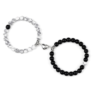 C5#Hot Sale 2Pcs/Set Beads Bracelet For Lovers Natural Stone Distance Heart Magnet Couple Bracelets