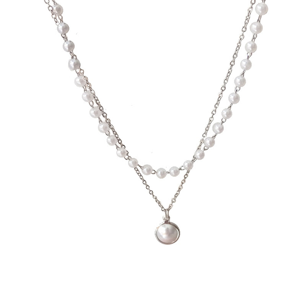 N8# Go Nice  2022 New Fashion Pearl Choker Necklace Cute Double Layer Chain  For Women Jewelry Girl Gift