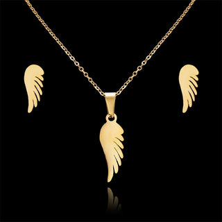 N4# 2022 Hot Selling Rinhoo Love Rose Flower Snowflake Butterfly Wing Cat Stainless Steel Sets For Women Necklace Earring Set