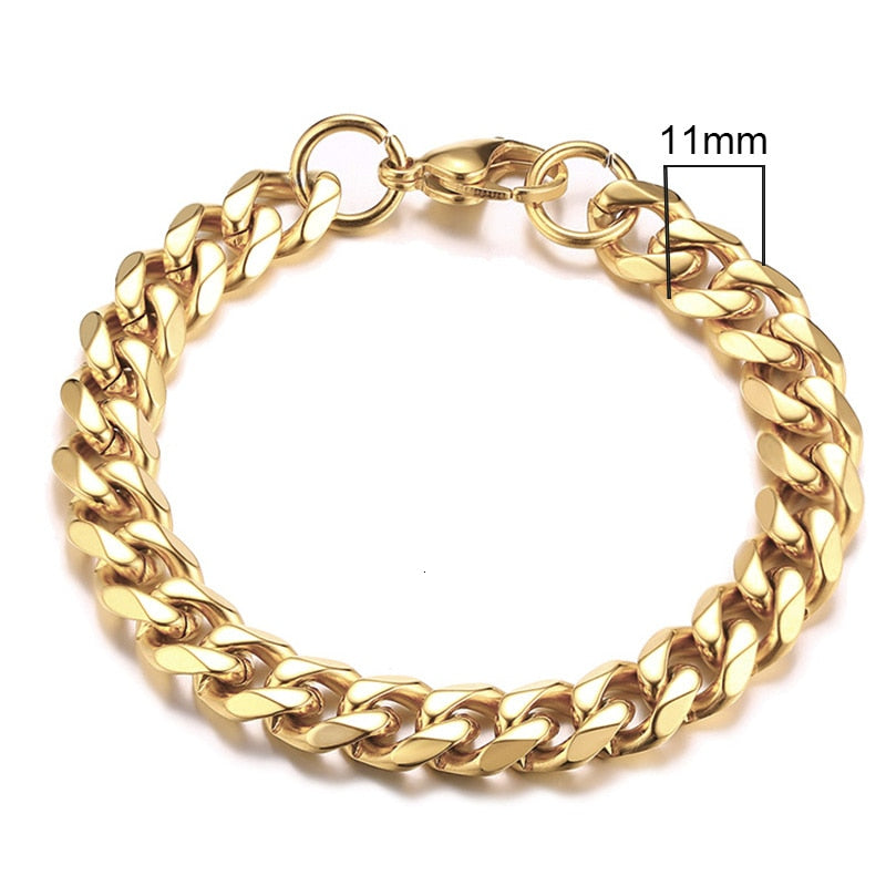 BM1#2022 Chain Bracelet for Men Stainless Steel Curban Link Chain Wristband Classic Male Jewelry