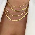 N12# 2022 Hot Fashion Women NecklaceStainless Steel Herringbone Gold Color Chain Necklace For Women Jewelry