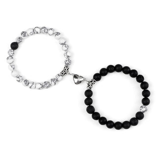 C5#Hot Sale 2Pcs/Set Beads Bracelet For Lovers Natural Stone Distance Heart Magnet Couple Bracelets