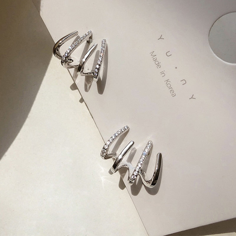 E2#  2022 New Design Irregular U-shaped Gold Earrings For Woman Korean Crystal Fashion Jewelry Unusual Accessories Party Girls
