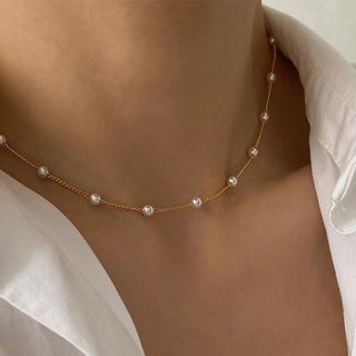 N8# Go Nice  2022 New Fashion Pearl Choker Necklace Cute Double Layer Chain  For Women Jewelry Girl Gift