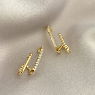 E2#  2022 New Design Irregular U-shaped Gold Earrings For Woman Korean Crystal Fashion Jewelry Unusual Accessories Party Girls