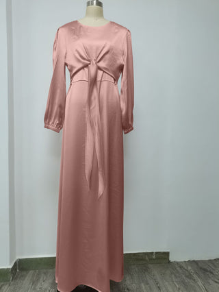 1433#Fancy women  muslim dresses long sleeves maxi satin dress abaya