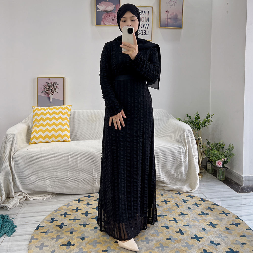 1531#Stretch Polyester Islamic Women Maxi Dress Muslim Abaya Dress