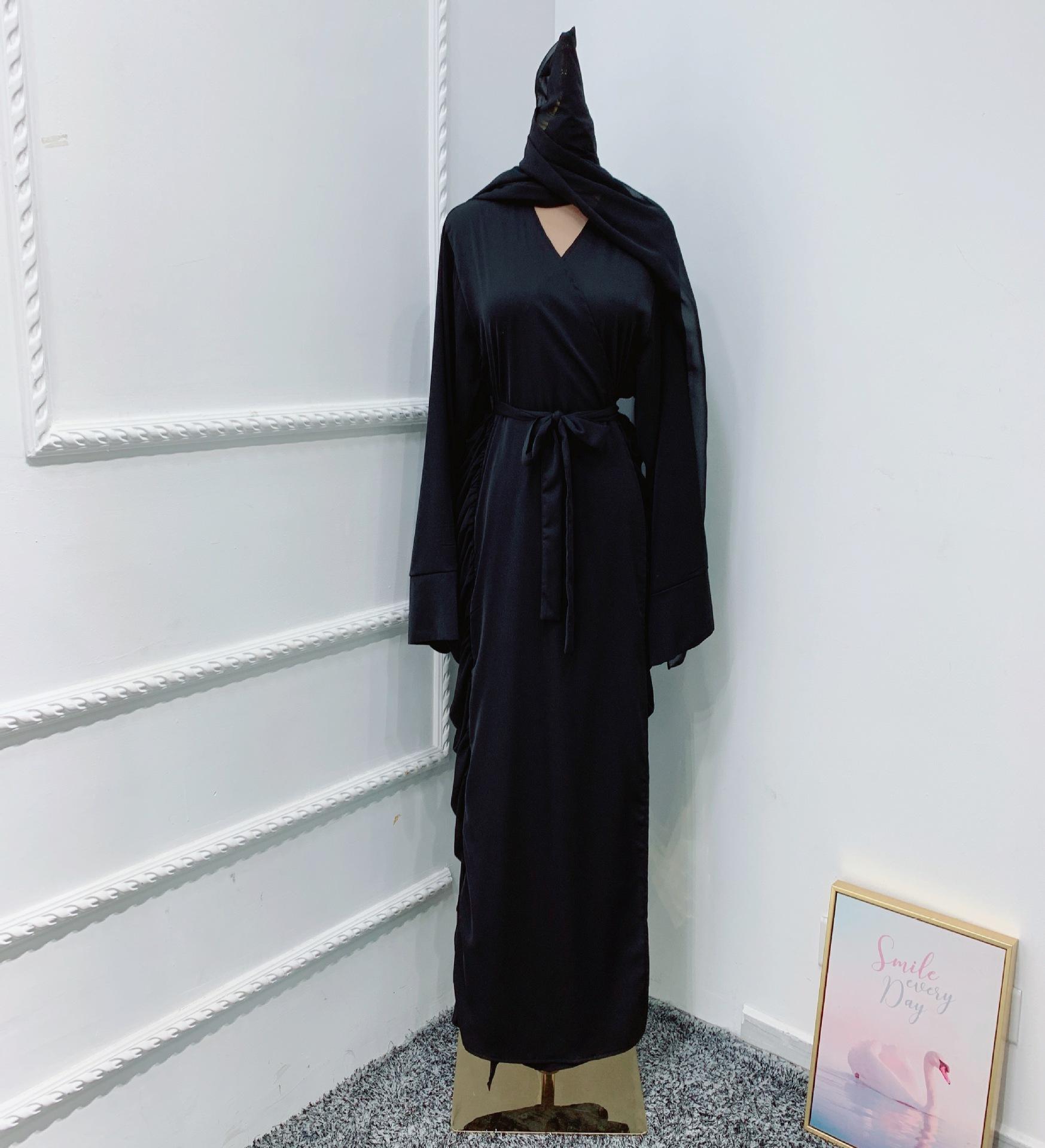 1471#Front Open Abaya Muslim abaya with stitch layers Ethnic clothing