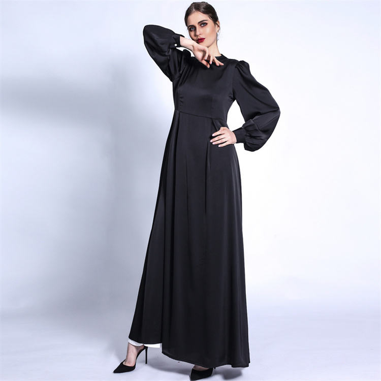 1318#Elegant Long Sleeves Long Dress Render Casual Muslin Women Dress