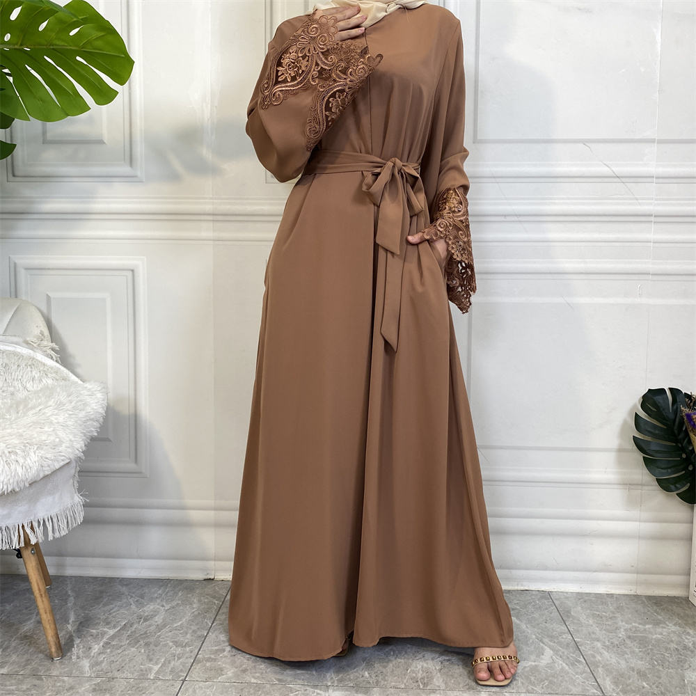 6659#Open zipper long sleeve maxi dresses for muslim women 6 colors