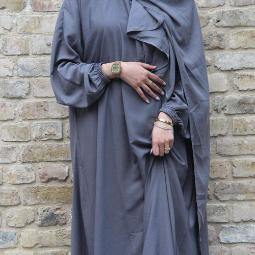 1499#EID Muslim Clothing Nida Prayer Dress Women Abaya With Attached Hijab