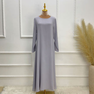 1593#On Sale Solid Color Long Sleeve Islamic Clothing Modest Closed Abaya Dress