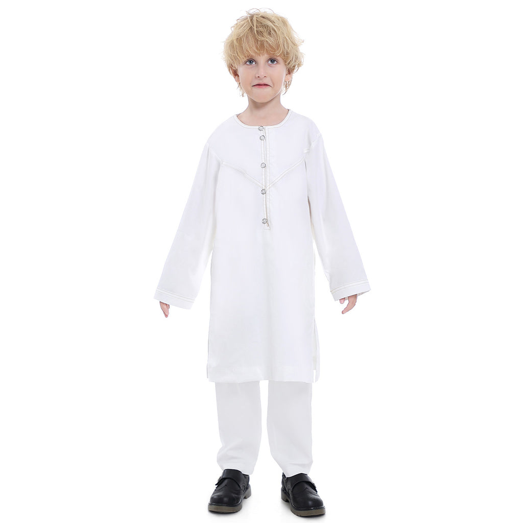 TH879#2 pcs Arab Muslim Wear calf Length Muslim Clothes Jubba Men's Thobe