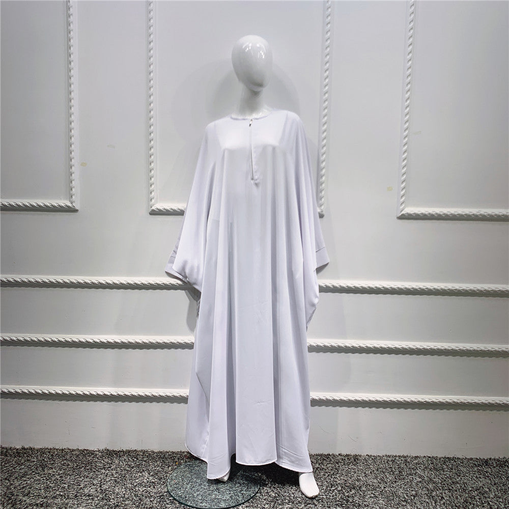 1425#Length : About 147cm / 58 Inch Solid Color Nida Jilbab_ Arab Plus Size Bat sleeves Prayer Dress Abaya