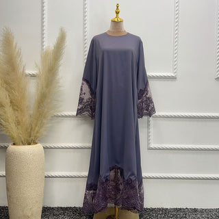 1575#Modest Abaya Dubai Abaya Muslim Dress With Lace Scarf Elegant Ladies Abaya