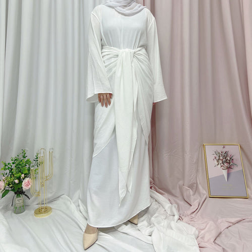 1494#Abaya Solid Color Islamic Clothing Modest Dresses 2 piece Set