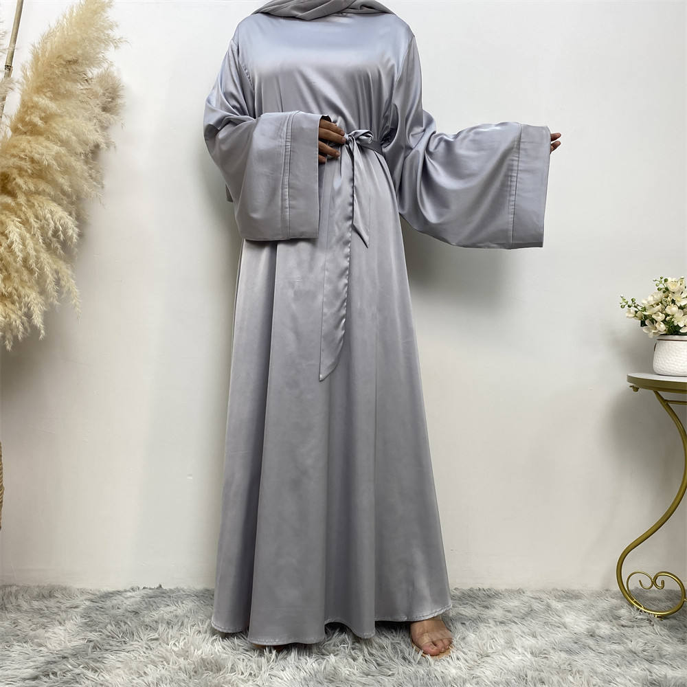 6622# Eid Muslim Islamic Design Hot Sale  Smooth Versatile Casual Satin Ladies Dress