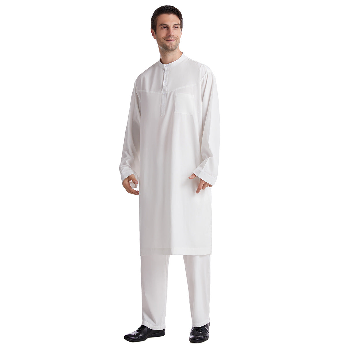 TH822#2 pcs Arab Muslim Wear calf Length Muslim Clothes Jubba Men's Thobe