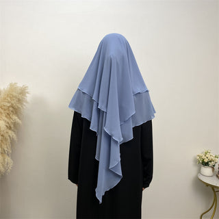 2305# 2023 Chiffon Women Two Layers Eid Khimar 19 Solid Color Colors Scarves