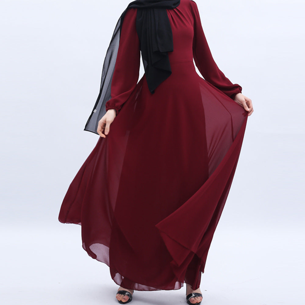 G9514#New Chiffon Abaya Dubai Muslim Women Dresses Islamic Clothing
