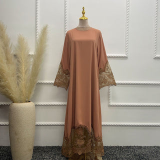 1575#Modest Abaya Dubai Abaya Muslim Dress With Lace Scarf Elegant Ladies Abaya