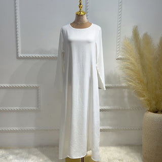 1593#On Sale Solid Color Long Sleeve Islamic Clothing Modest Closed Abaya Dress