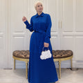 5A6F1#2pc muslim girls abaya set modern women satin blouse and skirt set