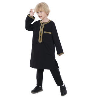 TH878#New buttons islamic children clothing design kids boy robe dubai abaya