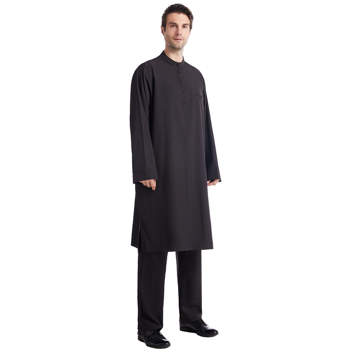 TH822#2 pcs Arab Muslim Wear calf Length Muslim Clothes Jubba Men's Thobe