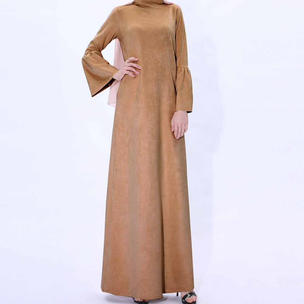 91242#Autumn and winter new  women's suede long dresses