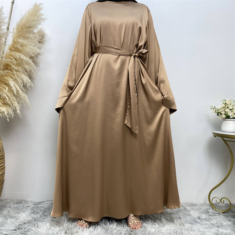6622# Eid Muslim Islamic Design Hot Sale  Smooth Versatile Casual Satin Ladies Dress