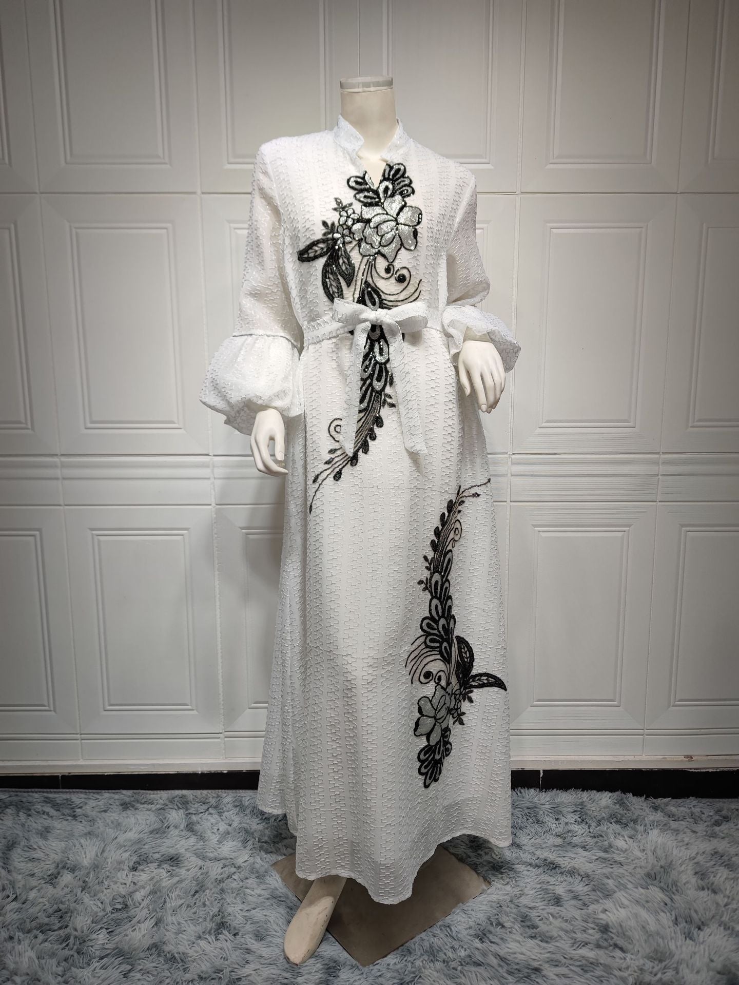 AB268#Middle East Abaya Muslim Ethnic Style Dubai Morocco Embroidery Doris Abaya Dress
