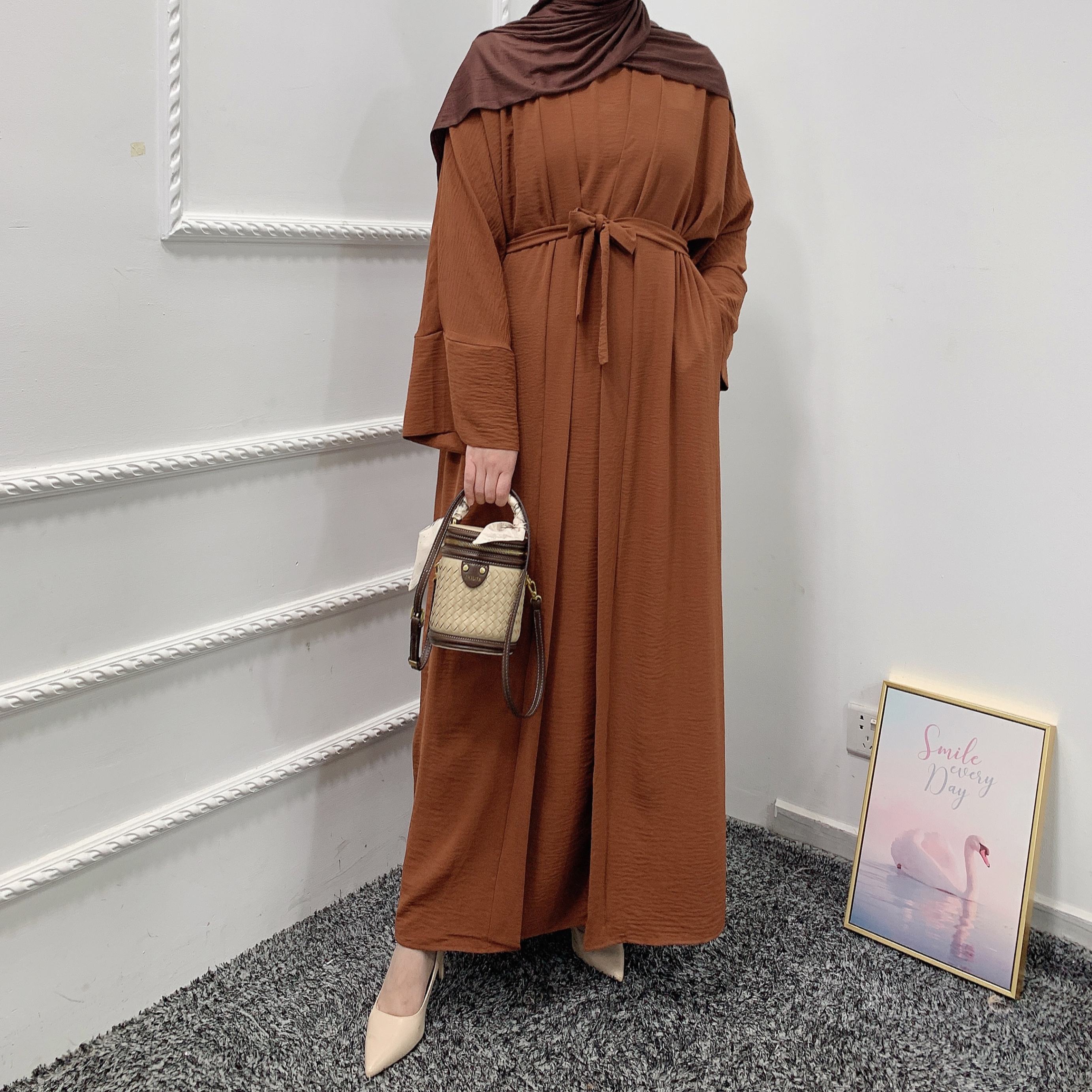 1480#Hot selling high quality cheap price Muslim women 2pcs Abaya set