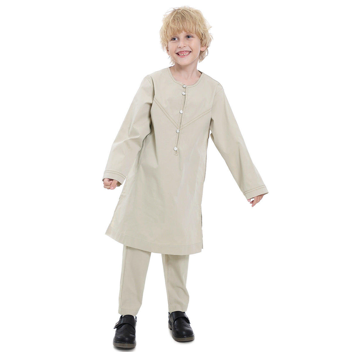 TH879#2 pcs Arab Muslim Wear calf Length Muslim Clothes Jubba Men's Thobe