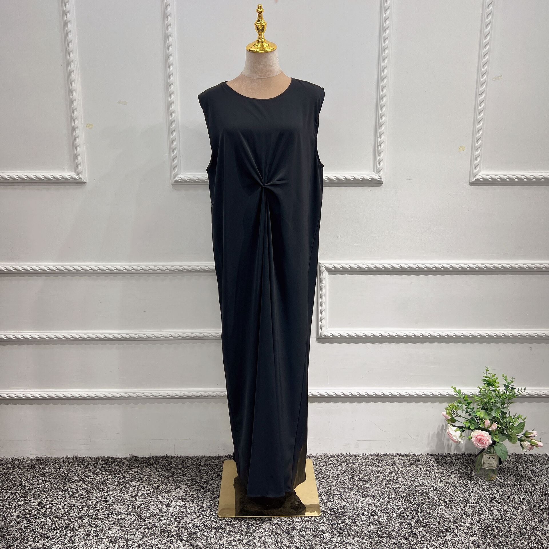 1508#Sleeveless Abaya Long Underdress Abaya For Muslim Women